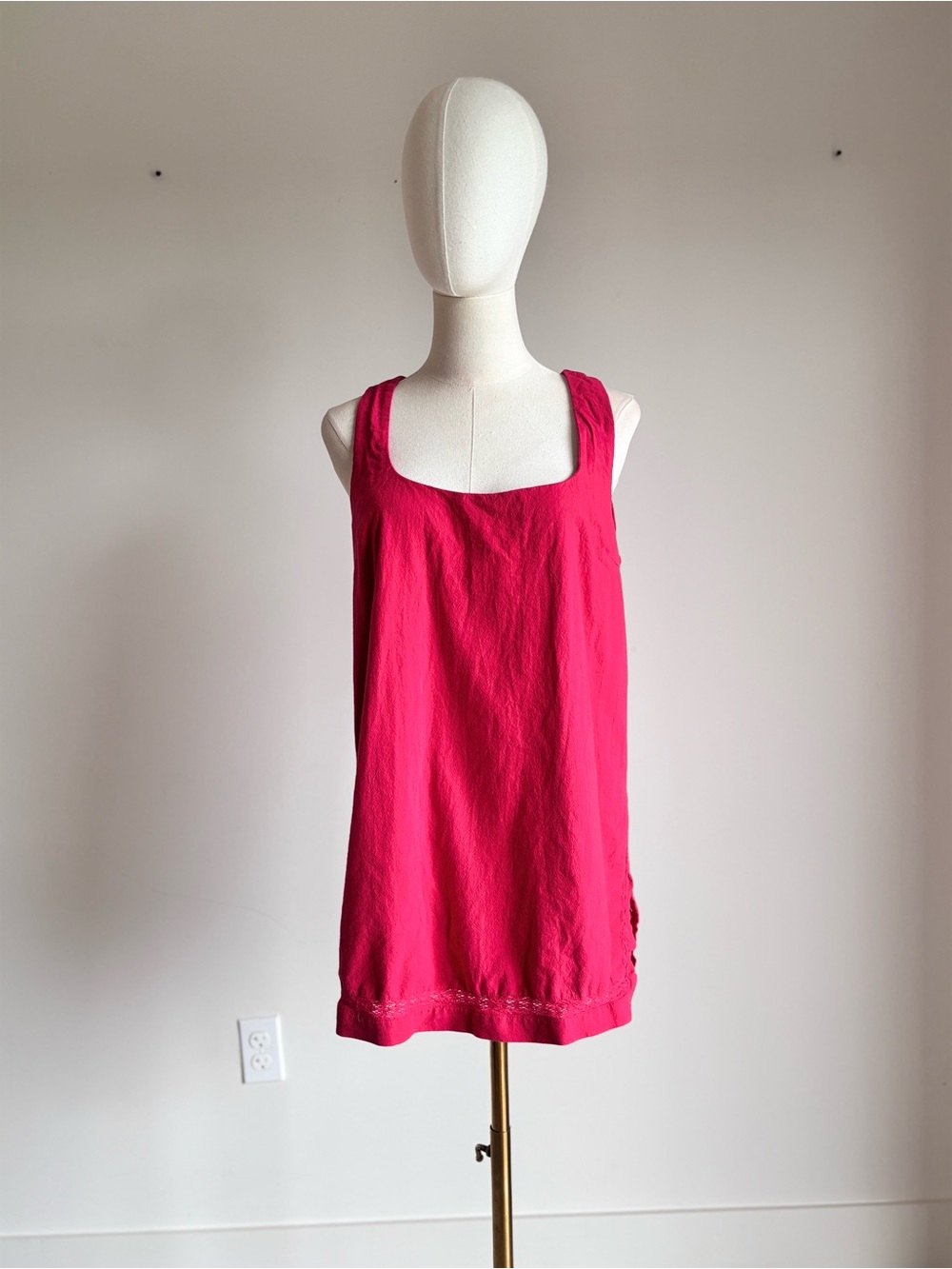 free people free-est pink textured gauze sleeveless romper mini dress size small